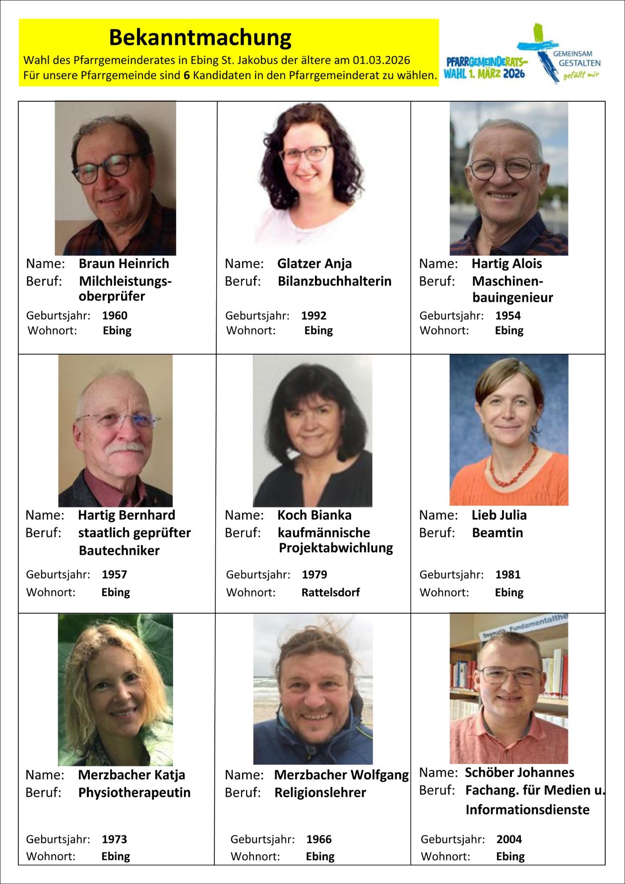 Aushang unsere Kandidaten