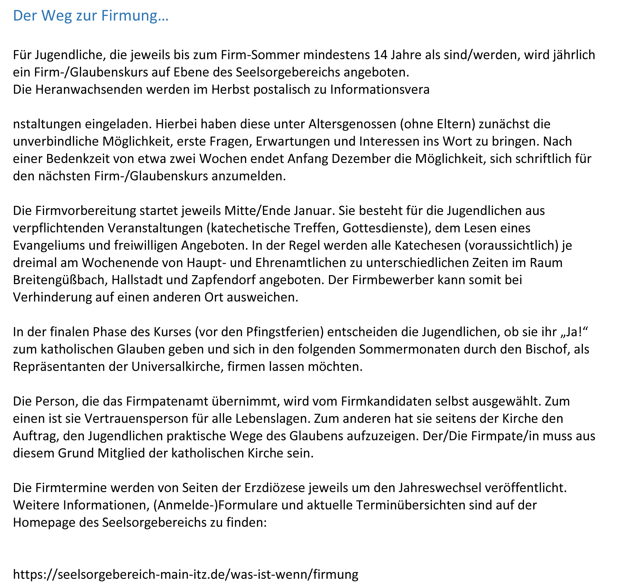 Der Weg zur Firmung ...